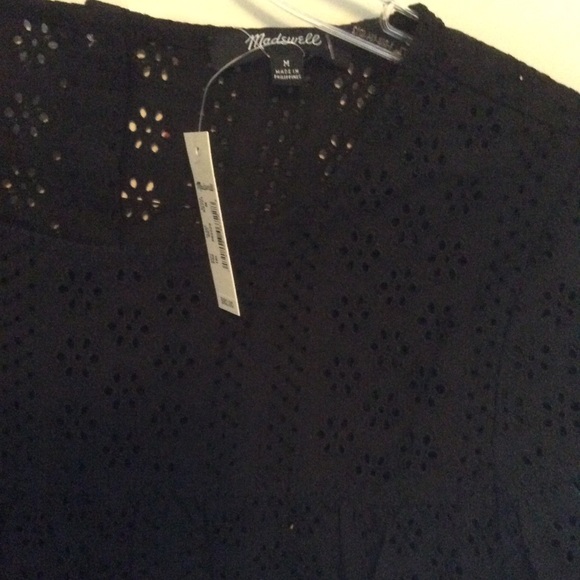 MADEWELL Eyelet Tiered Button Up Back Top M Blk - Picture 6 of 7